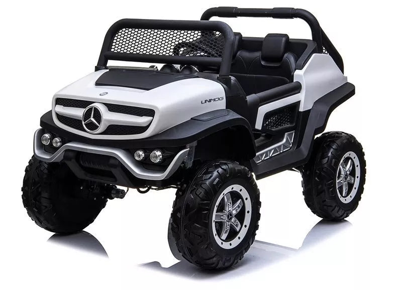 Akumuliatorinis automobilis vaikams Mercedes Unimog 4×4 – baltas
