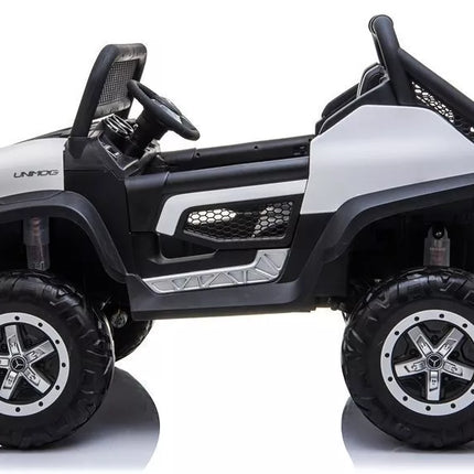 Akumuliatorinis automobilis vaikams Mercedes Unimog 4×4 – baltas