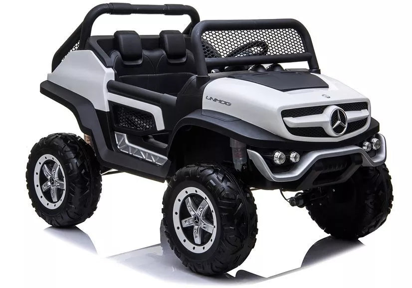 Akumuliatorinis automobilis vaikams Mercedes Unimog 4×4 – baltas