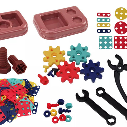 3D konstrukcinių dėlionių blokeliai dėžutėje su atsuktuvu