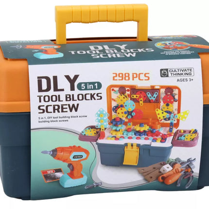 3D konstrukcinių dėlionių blokeliai dėžutėje su atsuktuvu