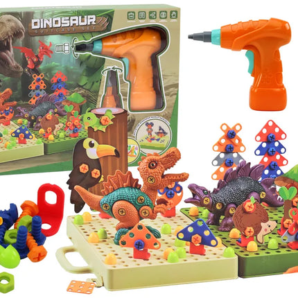 3D konstravimo rinkinys „Dinozaurai“ su gręžtuvu – išardymas ir surinkimas