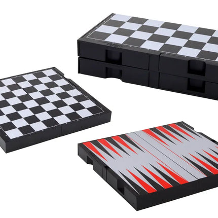 3in1 magnetinė lenta: šachmatai, šaškės, nardai