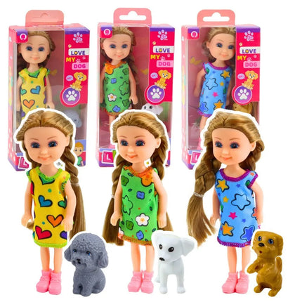 3vnt 14,50cm lėlių lėlė su šuniukais komplektas