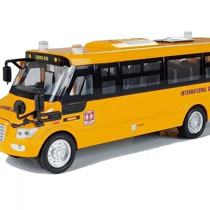 Metalinis mokyklinis autobusas su trinties pavara – „Die-Cast“ modelis su šviesomis ir garsais