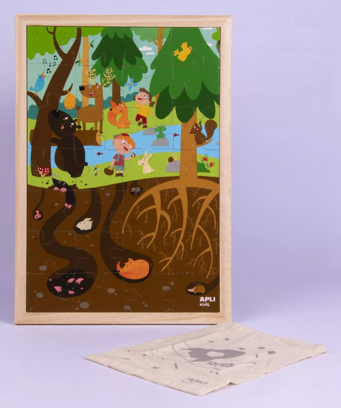 Medinė dėlionė „Miškas” (28 dalys)