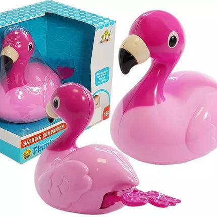 Rožinis maudynių flamingas – plūduriuoja ant vandens ir judina kojeles
