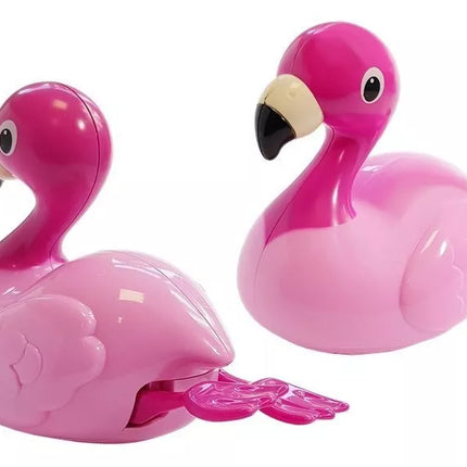 Rožinis maudynių flamingas – plūduriuoja ant vandens ir judina kojeles