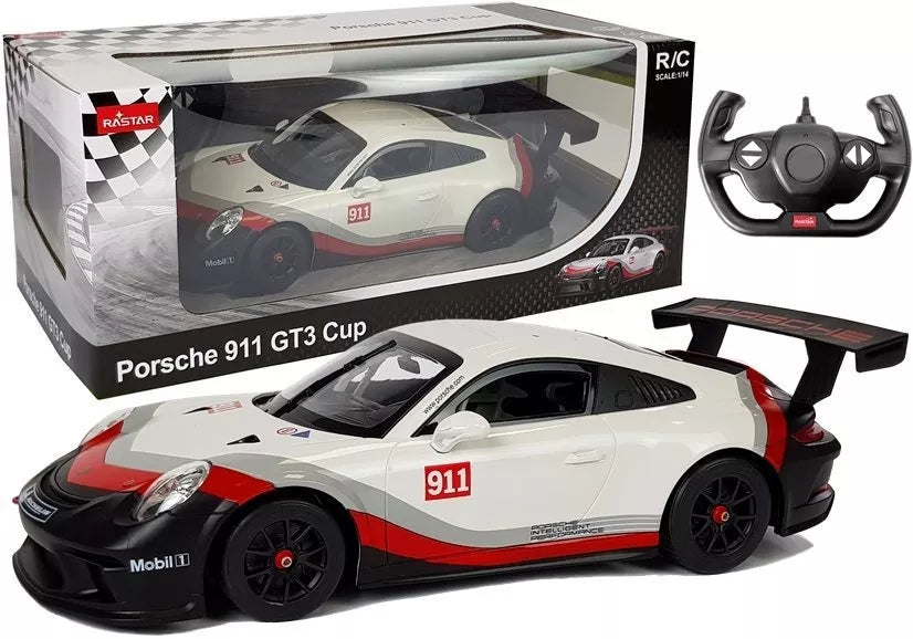 Automobilis R/C Porsche 911 GT3 CUP Rastar 1:14 Baltas