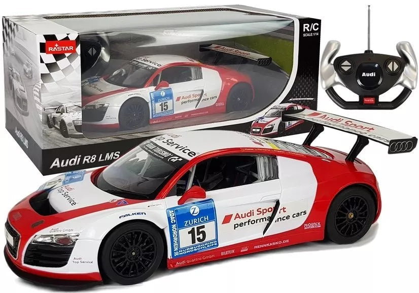 Automobilis R/C Audi R8 LMS Rastar 1:14 Baltai raudonas