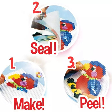 HAMA MIDI karoliukai ir dėliojimo lentelės geltoname kibirėlyje