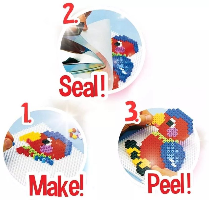 HAMA MIDI karoliukai ir dėliojimo lentelės geltoname kibirėlyje