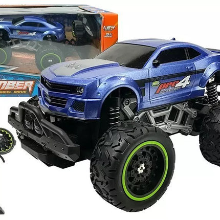 Nuotoliniu būdu valdomas bekelės automobilis Off-road R/C Blue High Wheels – mėlynas, 2.4G