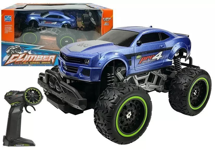Nuotoliniu būdu valdomas bekelės automobilis Off-road R/C Blue High Wheels – mėlynas, 2.4G