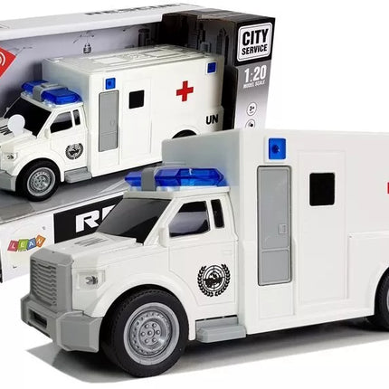 Interaktyvi greitosios pagalbos mašina Ambulance 1:20 su trinties pavara ir garsais