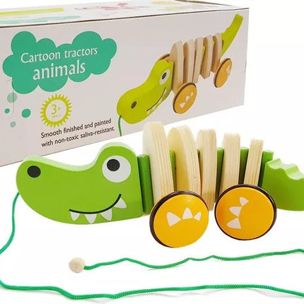 Medinis krokodilas ant ratukų