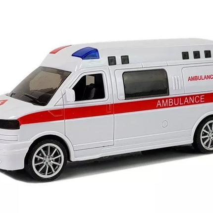 Greitosios pagalbos automobilis su šviesomis, garsais ir sirena