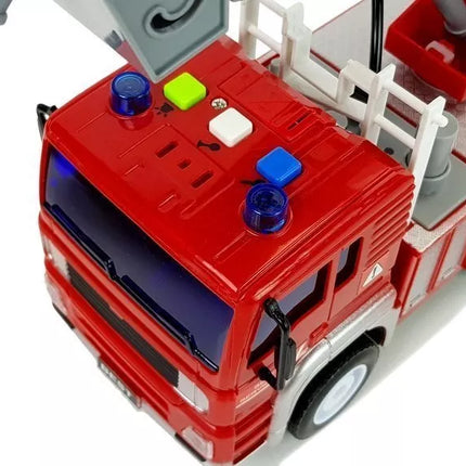 Gaisrinės automobilis su trinties pavara, kopėčiomis ir garsais 1:20