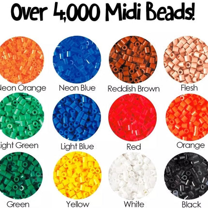 HAMA MIDI karoliukai ir dėliojimo lentelės geltoname kibirėlyje