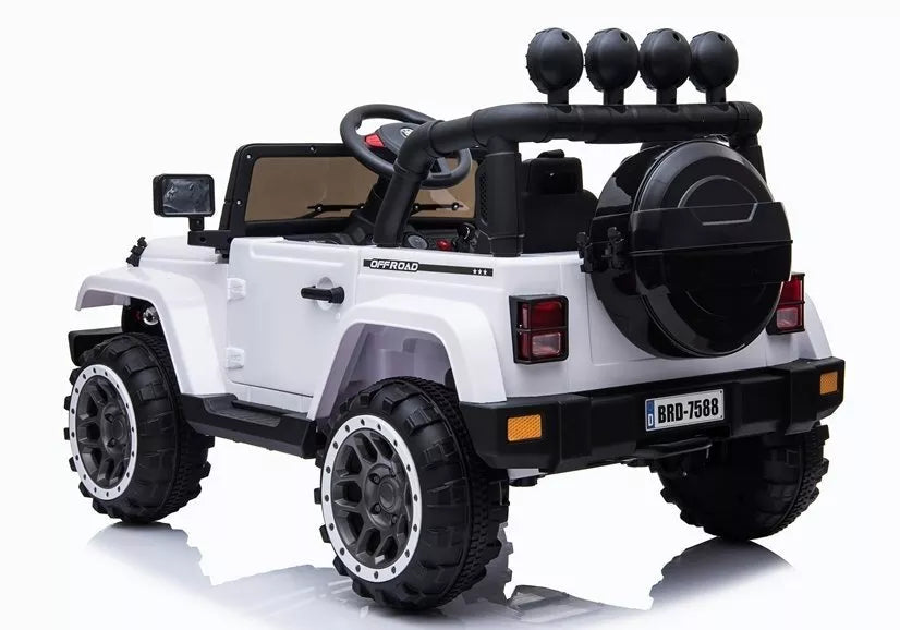 BRD‑7588 baltas elektrinis vaikiškas visureigis – 12V