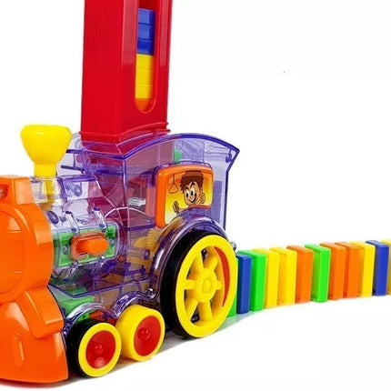 LED lokomotyvas, kuris pats stato domino trasą LED