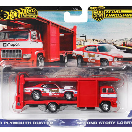 HOT WHEELS automodeliukų rinkinys – vilkikas ir lenktyninis automobilis (FLF56)