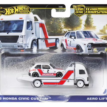 HOT WHEELS automodeliukų rinkinys – vilkikas ir lenktyninis automobilis (FLF56)