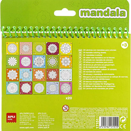 Mandalų spalvinimo knygelė su spalvotais pieštukais