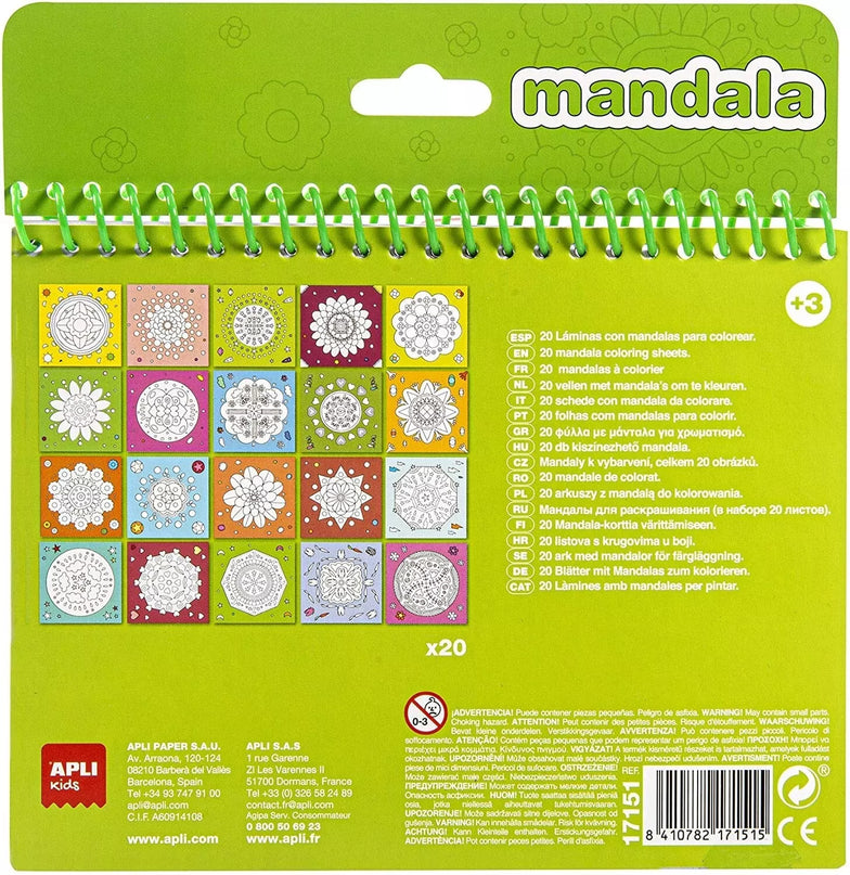 Mandalų spalvinimo knygelė su spalvotais pieštukais