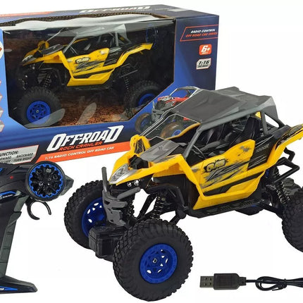 Nuotoliniu būdu valdomas bekelės automobilis Cross Country 1:16, 27 MHz – geltonas