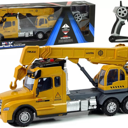 Nuotoliniu būdu valdomas sunkvežimis kranas Pilot 2.4G žibintai garsai geltonos spalvos