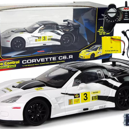 Lenktyninis sportinis automobilis R/C 1:18 Corvette C6.R baltas 2.4 G žibintai