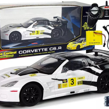 Nuotoliniu būdu valdomas sportinis automobilis Corvette C6.R 1:18, 2.4 GHz – baltas