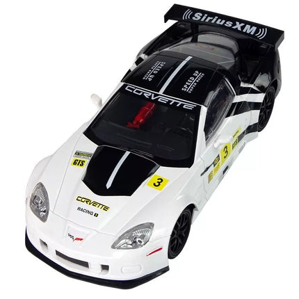 Nuotoliniu būdu valdomas sportinis automobilis Corvette C6.R 1:18, 2.4 GHz – baltas