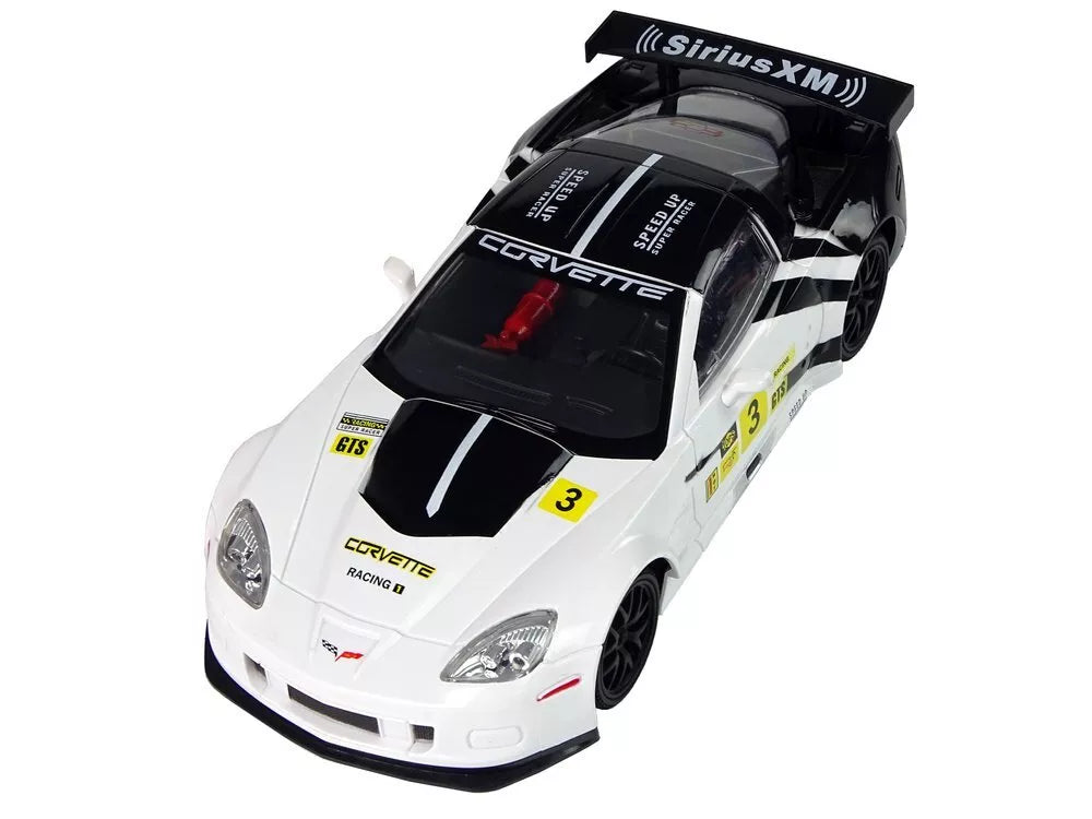 Nuotoliniu būdu valdomas sportinis automobilis Corvette C6.R 1:18, 2.4 GHz – baltas