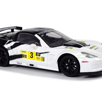 Nuotoliniu būdu valdomas sportinis automobilis Corvette C6.R 1:18, 2.4 GHz – baltas