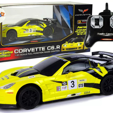 Sportinis automobilis R/C 1:24 Corvette C6.R geltonas 2.4 G žibintai