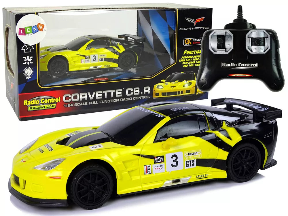 Sportinis automobilis R/C 1:24 Corvette C6.R geltonas 2.4 G žibintai