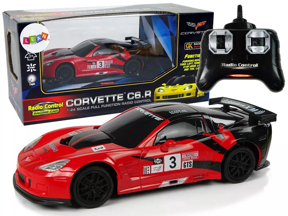 Sportinis automobilis R/C 1:24 Corvette C6.R raudonas 2.4 G žibintai