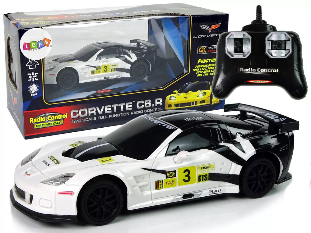 Sportinis automobilis R/C 1:24 Corvette C6.R baltoas 2.4 G žibintai