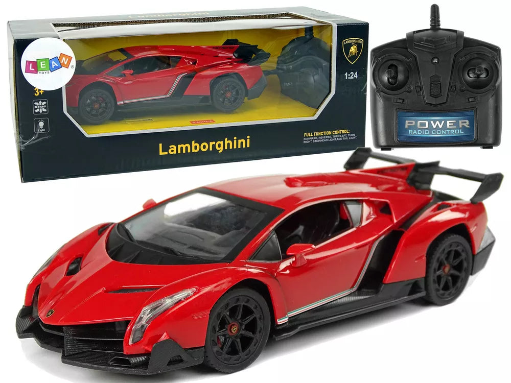 Sportinis automobilis R/C 1:24 Lamborghini Veneno Red 2.4 G Lights