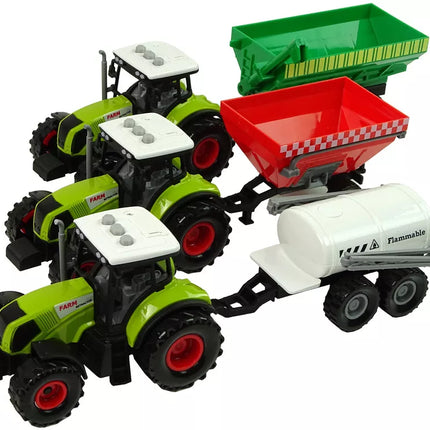 Trijų traktorių rinkinys su priedais