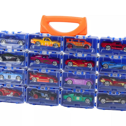 Žaislinių automobilių rinkinys metaliniame lagamine