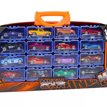 Žaislinių automobilių rinkinys metaliniame lagamine
