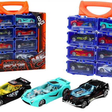 Žaislinių automobilių rinkinys lagamine