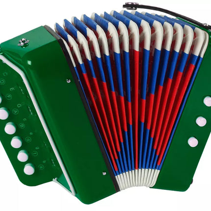 Žalias akordeonas jaunam muzikantui