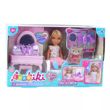 Lėlės rinkinys su lova ir veidrodžiu