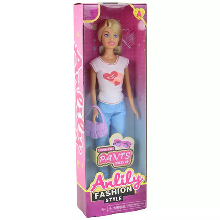 Anlily vaikų lėlė su baltais marškinėliais ir priedais