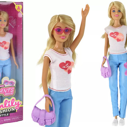 Anlily vaikų lėlė su baltais marškinėliais ir priedais