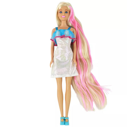 Anlily lėlė su ilgais plaukais rožine sruogele